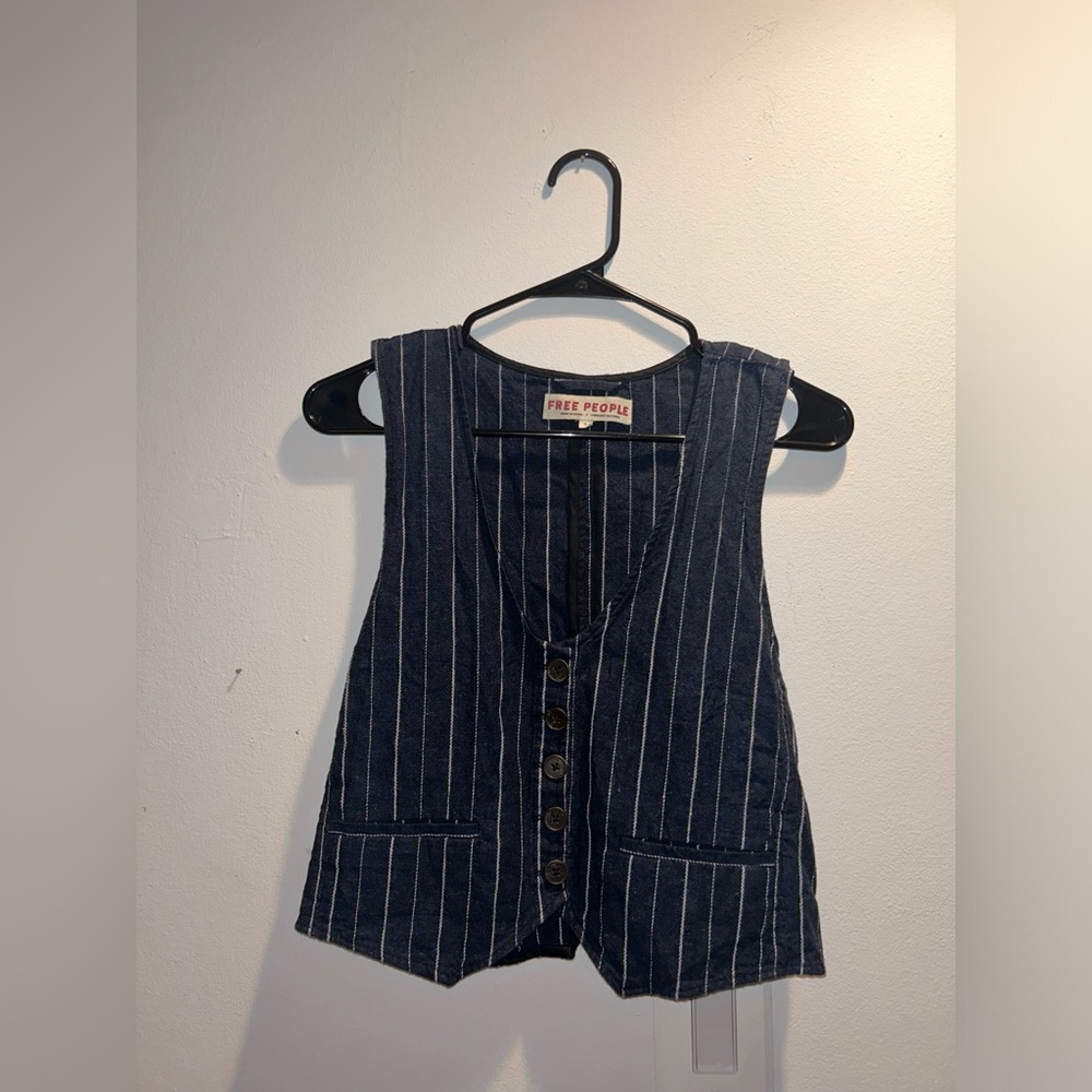 Free People blue striped vest